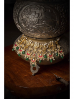 Red With Pearl & Emerald Kundan Indian Choker - Wedding Statement Jewelry - Image 3