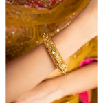 Exquisite Gold & White Kundan Kada - Elegant Ethnic Bangle Bracelet (single piece only)