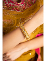 Exquisite Gold & White Kundan Kada - Elegant Ethnic Bangle Bracelet (single piece only)