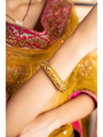 Exquisite Gold & White Kundan Kada - Elegant Ethnic Bangle Bracelet (single piece only) - Image 2