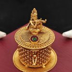 Divine Hare Krishna With Flute Sindoor Box KumKum Container - Ideal Housewarming Gift