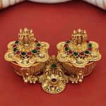 Traditional Dual Sindoor Box with Kundan Gold Design - Indian Pooja Essentials