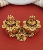 Traditional Dual Sindoor Box with Kundan Gold Design - Indian Pooja Essentials