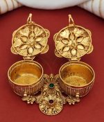 Traditional Dual Sindoor Box with Kundan Gold Design - Indian Pooja Essentials - Image 2