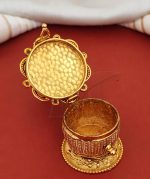 Handcrafted Krishna Ruby Green Sindoor Box Kumkum Holder - Unique Hindu Puja Accessory - Image 2
