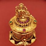 Ganesha Ruby Green Sindoor Box Kumkum Holder Indian Pooja