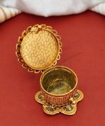Brass Puja Chandan Haldi Kumkum Box Sindoor Turmeric Dabbi - Image 2