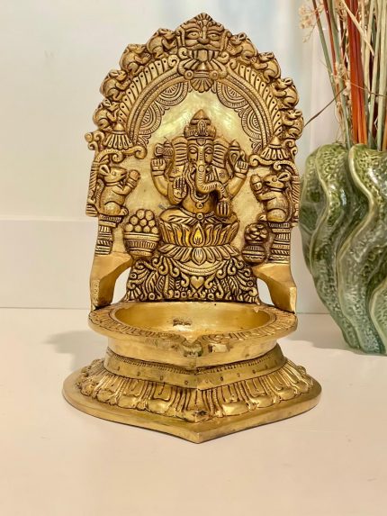 brass ganesha large kamatch villaku oil lamp