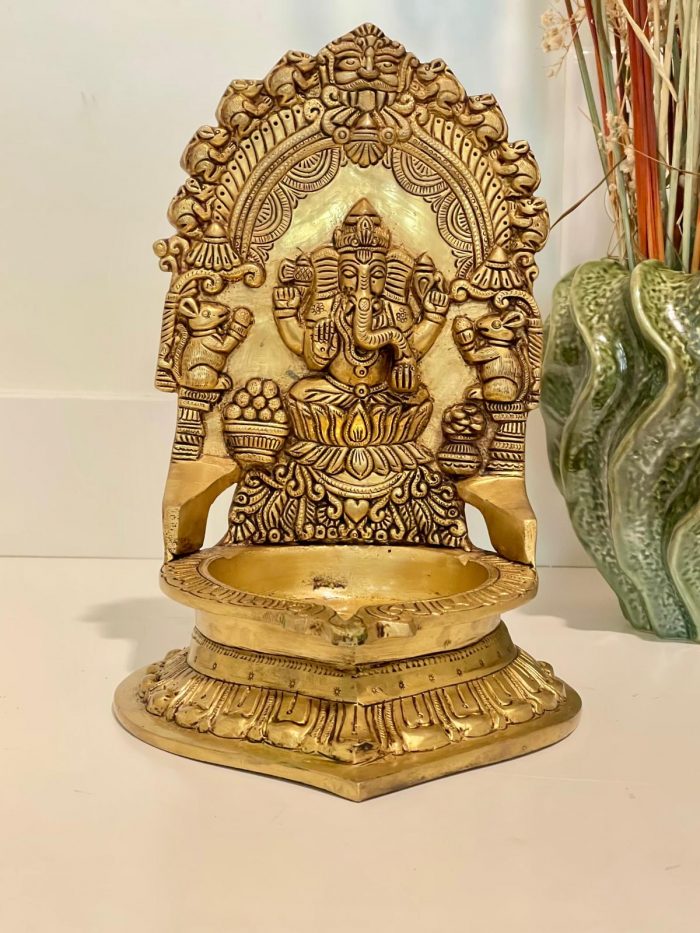 brass ganesha large kamatch villaku oil lamp