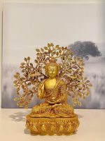 Handmade Brass Seated Buddha Statue Meditating Under Bodhi Tree | Spiritual Decor - Image 3