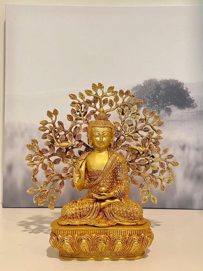 Handmade Brass Seated Buddha Statue Meditating Under Bodhi Tree | Spiritual Decor - Image 3