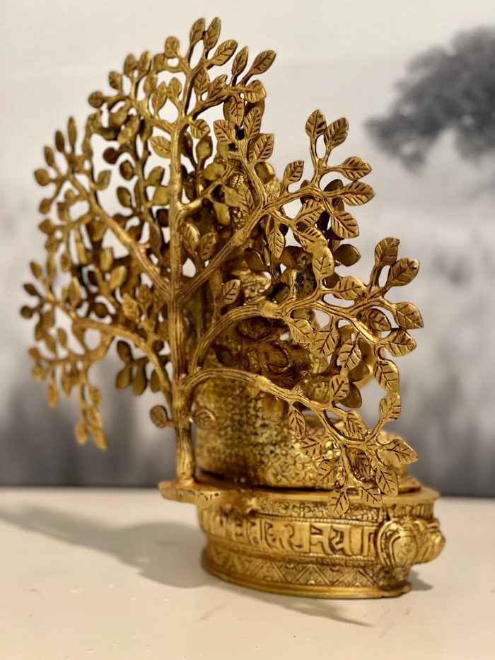 Handmade Brass Seated Buddha Statue Meditating Under Bodhi Tree | Spiritual Decor - Image 4