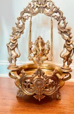 Handcrafted Brass Ganesha Urli Decor Bowl - Ideal for Pooja and Home Decor
