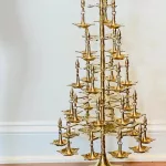 Brass Multi Wick Lamp Large 30 Villaku for Pooja & Boho Decor