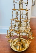 Brass Multi Wick Lamp Large 30 Villaku for Pooja & Boho Decor - Image 3