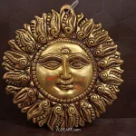 Rustic Brass Sun Face Wall Mount | Artistic Wall Sculpture for Home & Garden | Sunburst Decor
