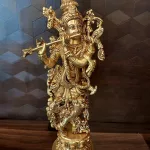 Brass Krishna God Idol Statue | Exquisite Indian Art | Perfect for Worship and Home Decoration