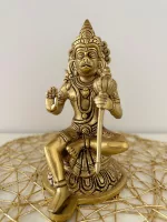 Brass Hanuman God Idol with Kathai on Left Hand – Perfect Blessing for Your Sacred Space