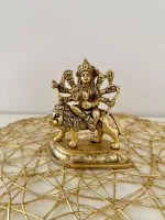 Brass Durgai Amman Idol on Lion | Unique Hindu Deity Sculpture for Worship - Image 3