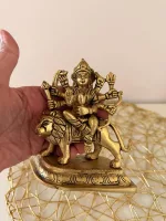 Brass Durgai Amman Idol on Lion | Unique Hindu Deity Sculpture for Worship - Image 4
