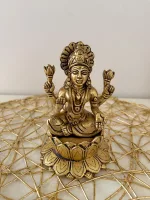 Buy Elegant Brass Lakshmi Idol on Lotus - Perfect God Statue for Spiritual Home Decoration - Image 2