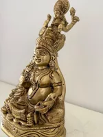 Handcrafted Brass Lakshmi Kuberar Idol & Coin - Antique Finish Home Accent Piece - Image 4