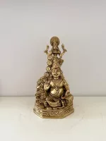 Handcrafted Brass Lakshmi Kuberar Idol & Coin - Antique Finish Home Accent Piece