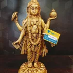 Handcrafted Brass Lord Dhanvantri Idol | Lotus Circle Base Statue | Spiritual Home Decor