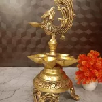 Brass Five Face Annam Diya with Single Face Diya Holder - Stunning Ethnic Home Decor